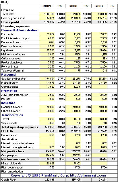 Financial plan for new business