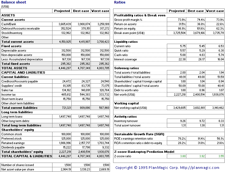 sensitivity analysis for business plan